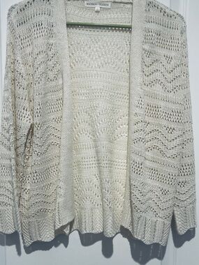 Madison + Hudson Open-Weave Cream Cardigan with gold sparkles, size Medium, New